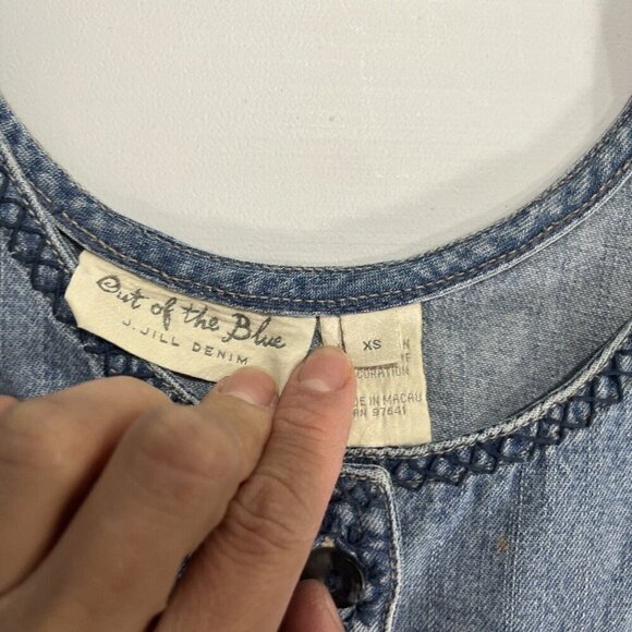 J. Jill Out of the Blue Vtg Womens Denim Dress Size XS Embroidered 90s Country - Picture 3 of 9